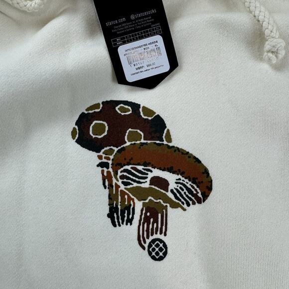 Stance Skateboarding “Interconnected” Hoodie Pullover Beige Mushrooms Unisex XL - Picture 3 of 4